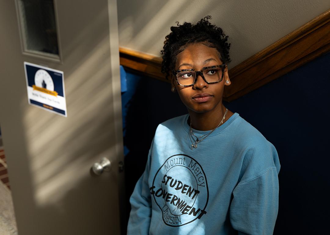Photograph of a Mount Mercy University student.