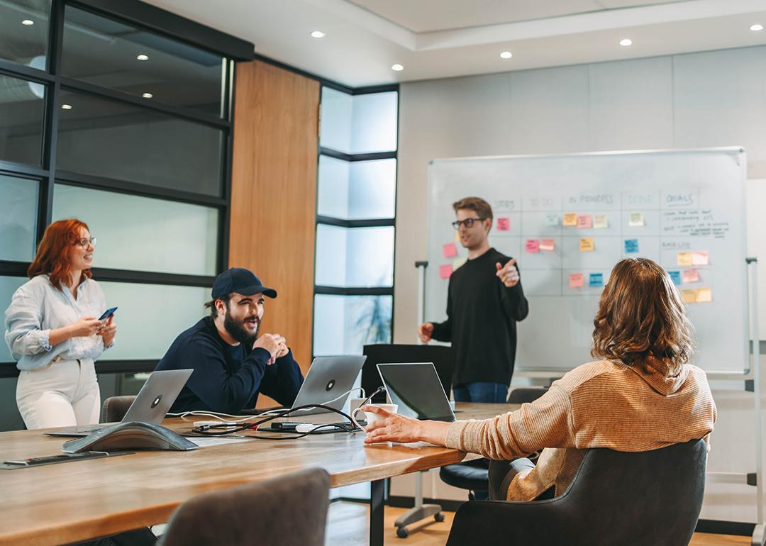 A startup business team having a meeting.