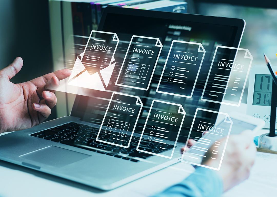 Conceptual graphics of a digital invoice software.