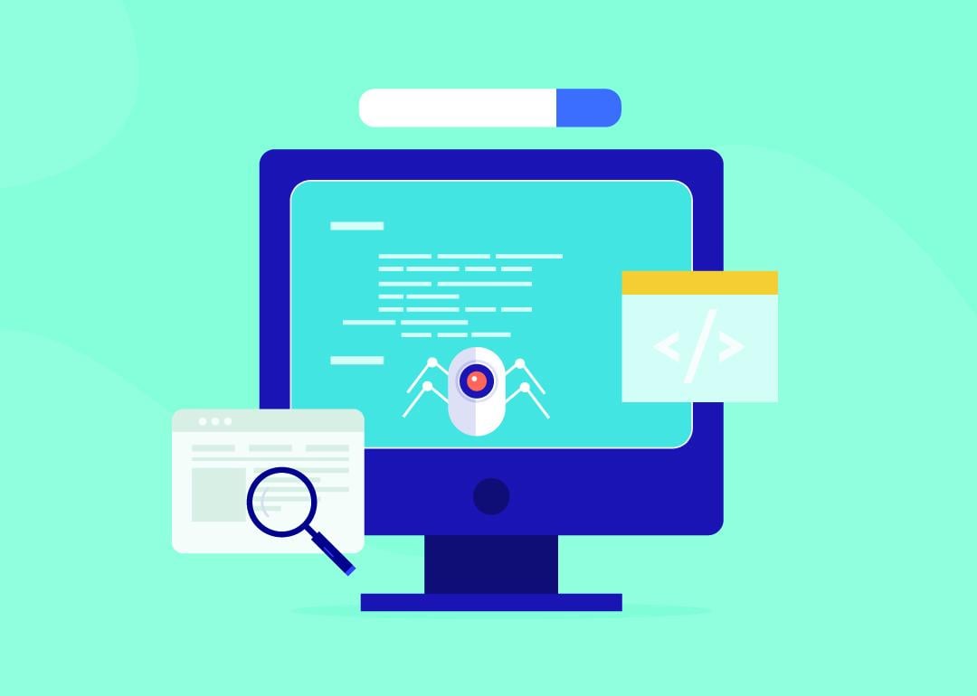 Vector illustration of a digital website crawler.
