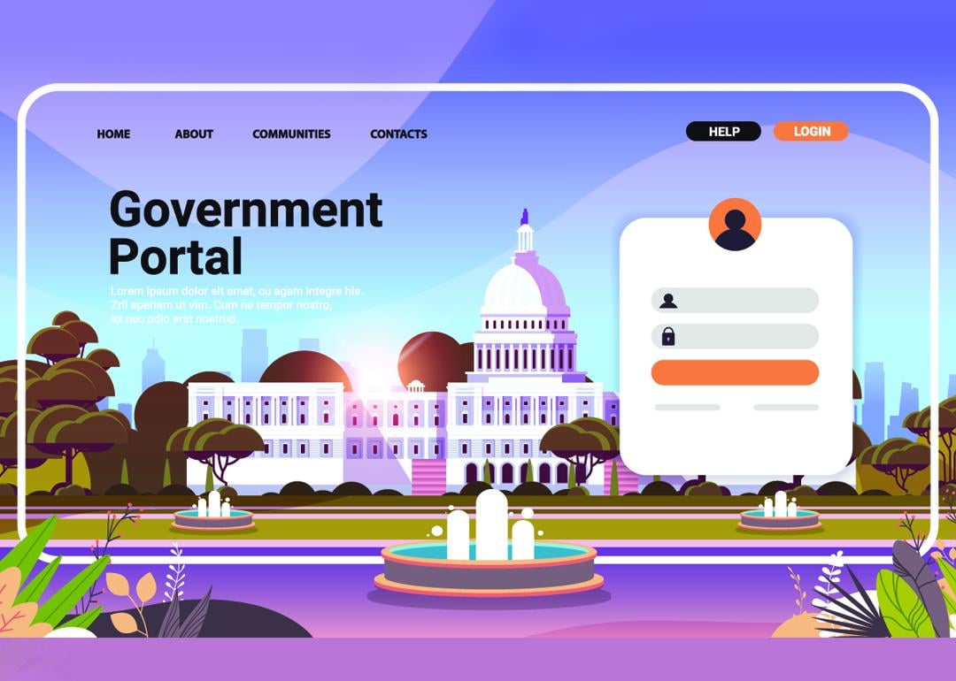 A sample illustration of a government portal website's landing page.