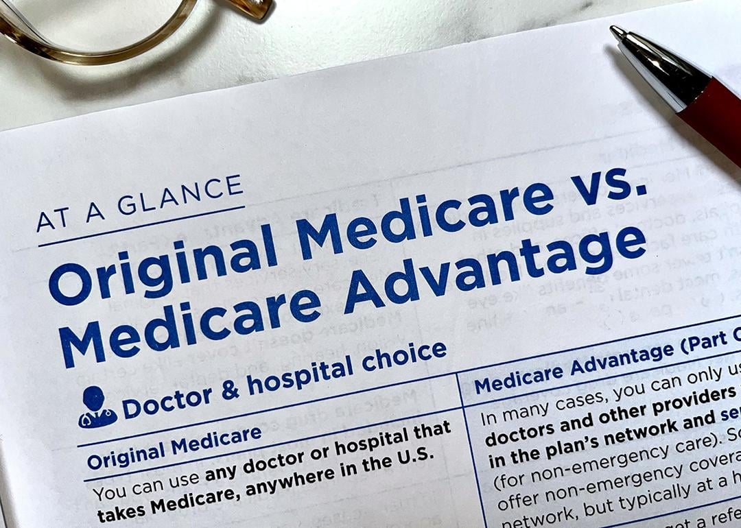 A page headlined 'Original Medicare vs. Medicare Advantage' from a Medicare guidebook.