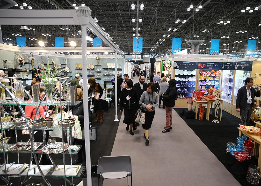 People checking out wholesale products and innovative designs during the 2017 NY NOW tradeshow in New York.