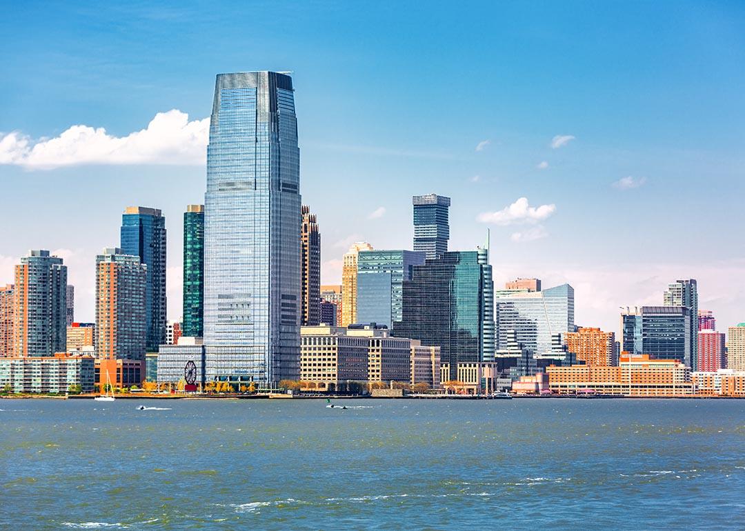 Jersey City skyline viewed from the Upper Bay.
