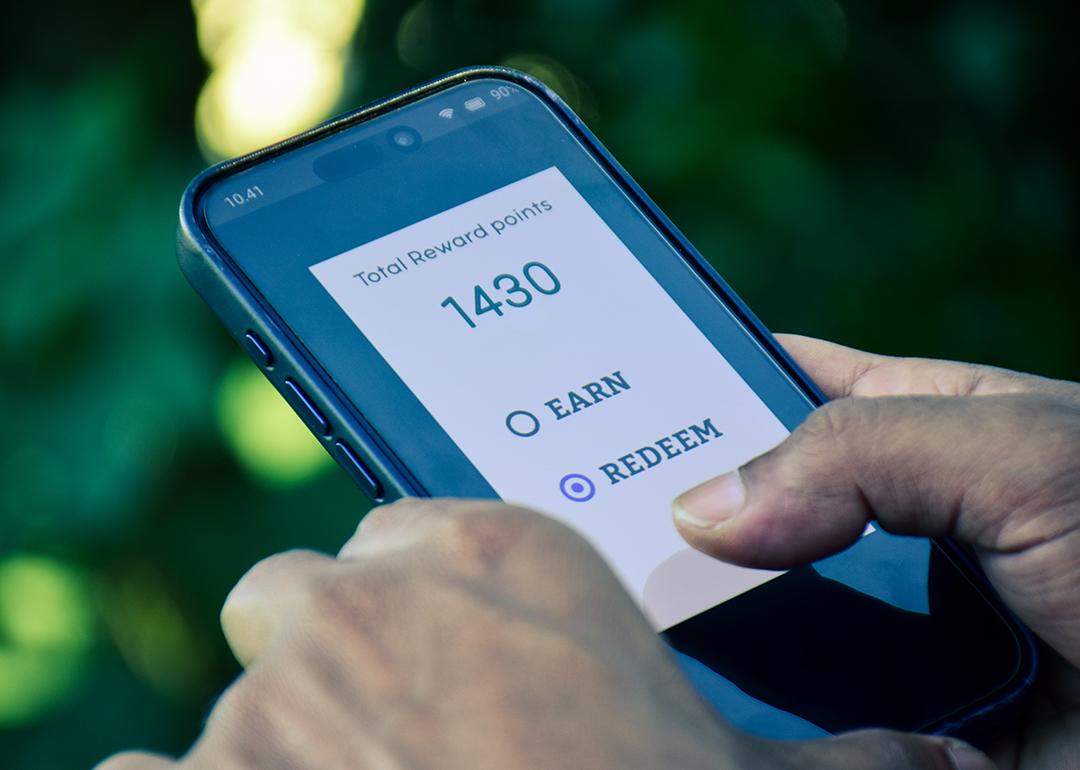 A user checking to redeem reward points in a shopping app.