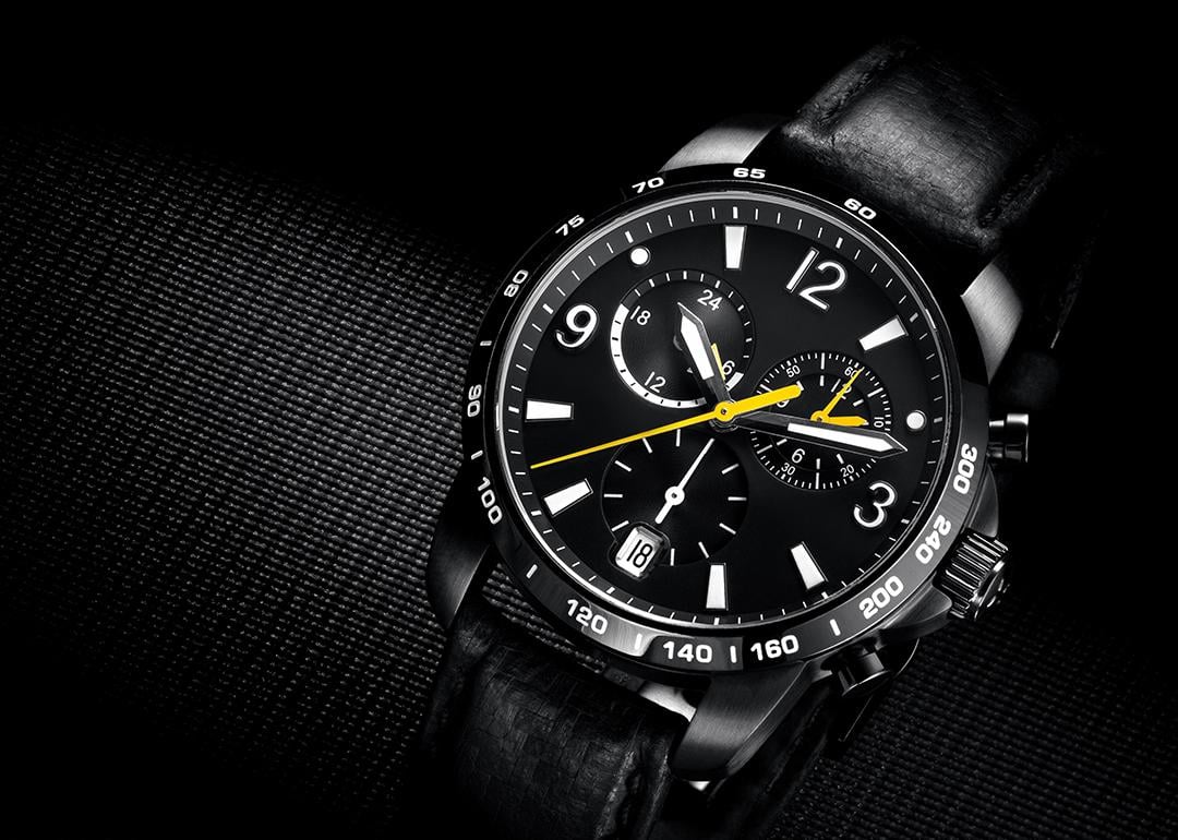 A black luxury watch.