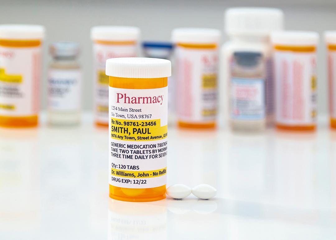 A bottle of generic prescription medicine.