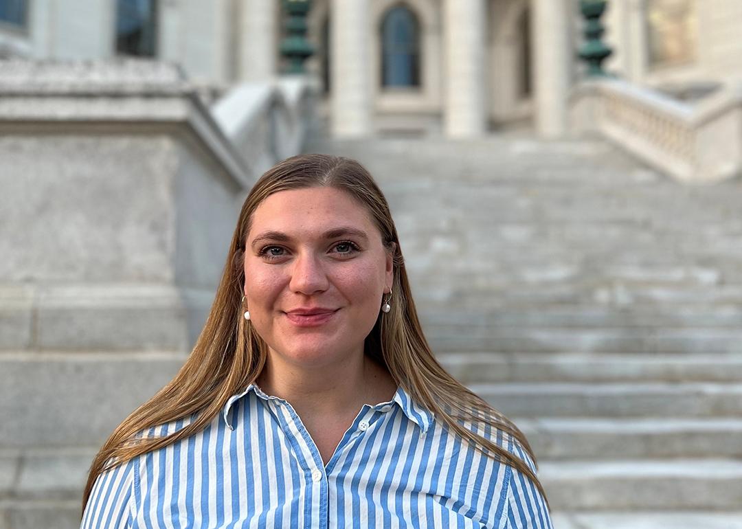 A photograph of Lydia McComas, 28, the new city clerk in Madison, Wisconsin, decided in college that she wanted to be in the election administration field.