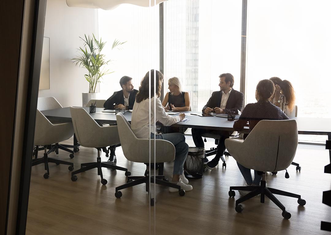 A business team having a meeting.