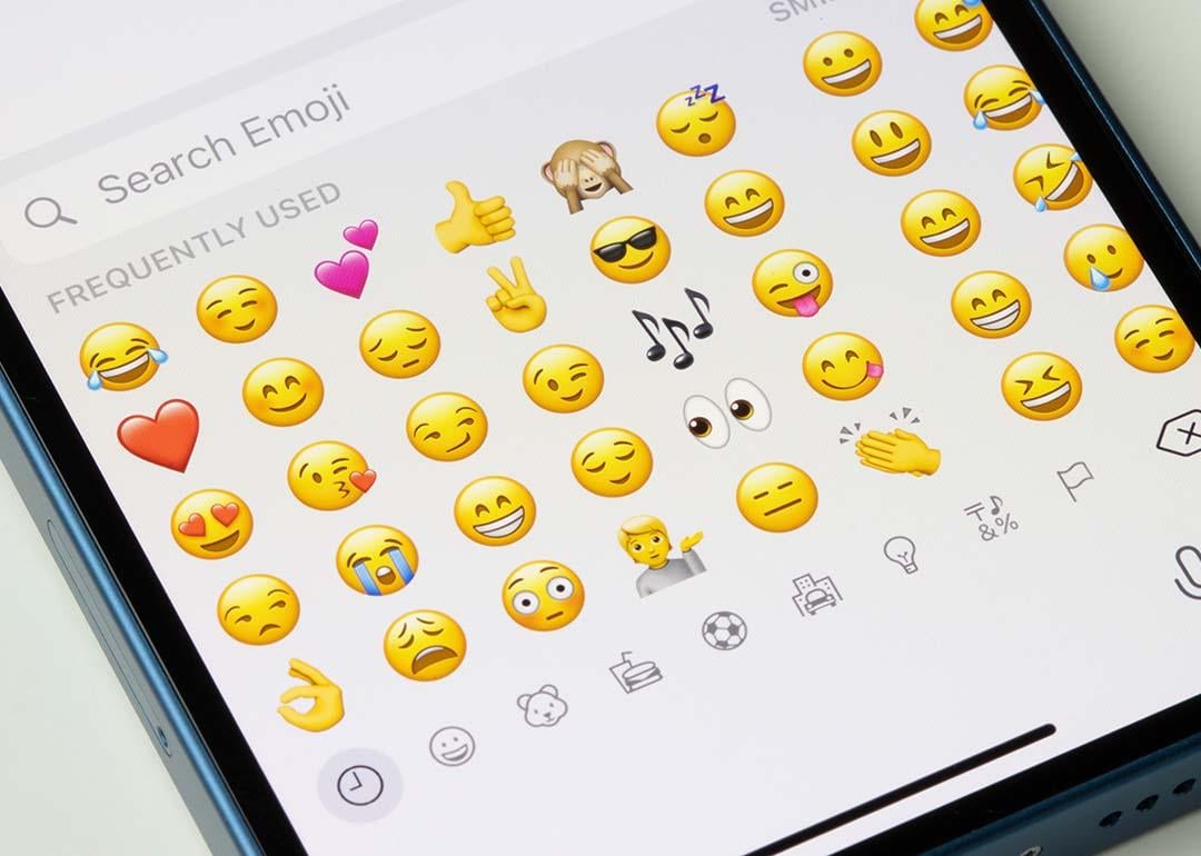The emoji options in an iPhone keyboard.