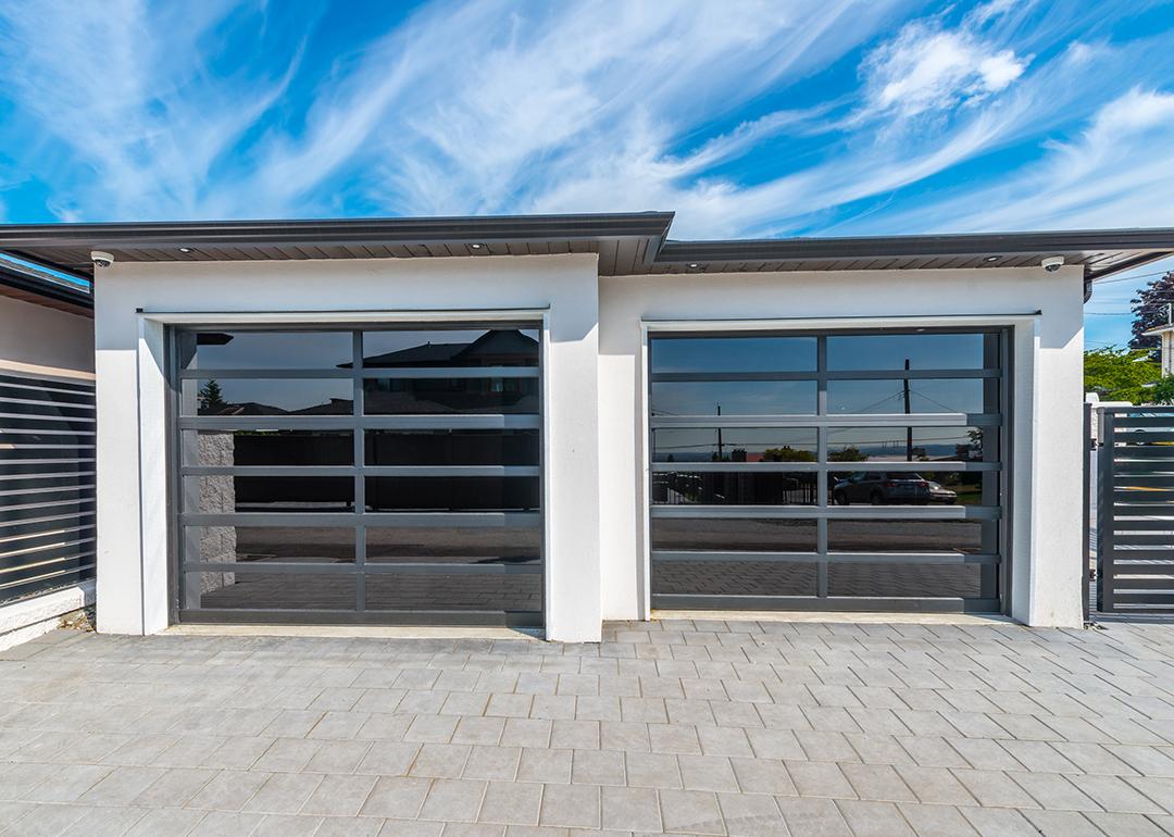 Garage doors of a modern home.