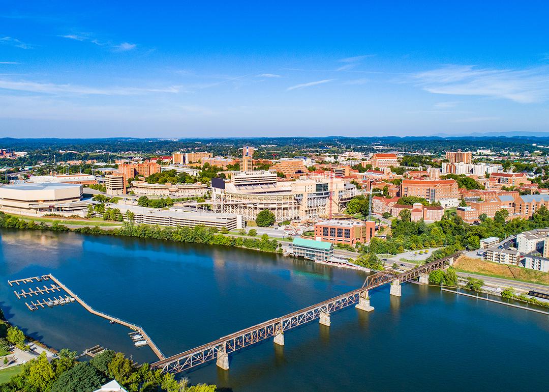 Aerial view of downtown Knoxville in Tennessee.
