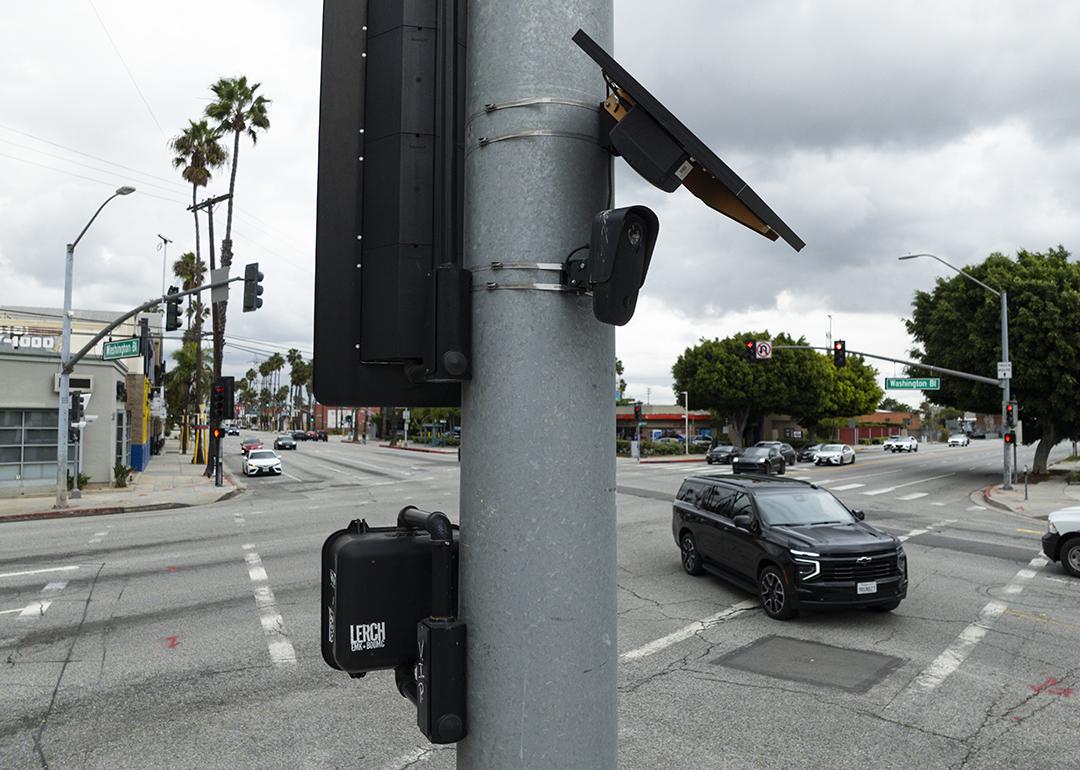 Automated License Plate Readers (ALPRs) placed at the intersection of Washington Boulevard and La Cienega Boulevard in Culver City, California.
