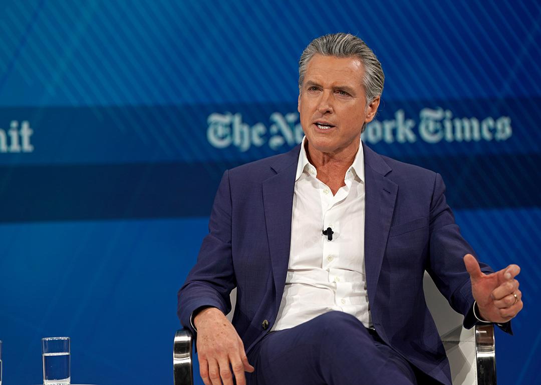 California Governor, Gavin Newsom speaks onstage during The New York Times DealBook Summit 2025 at Jazz at Lincoln Center on December 03, 2025 in New York City. 