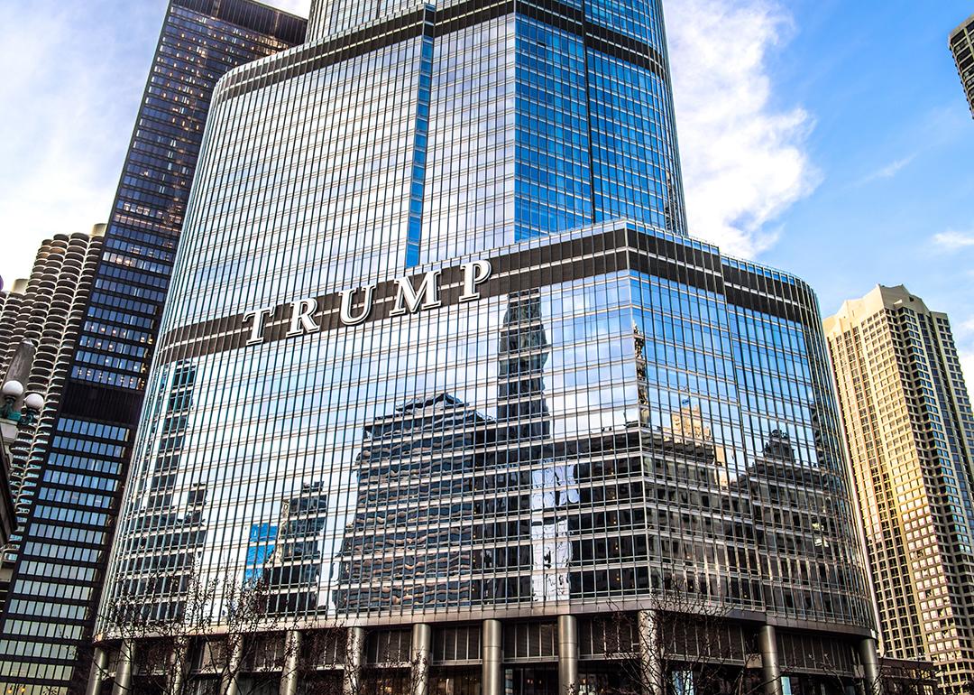 Facade of the Trump condo hotel in Chicago, Illinois.