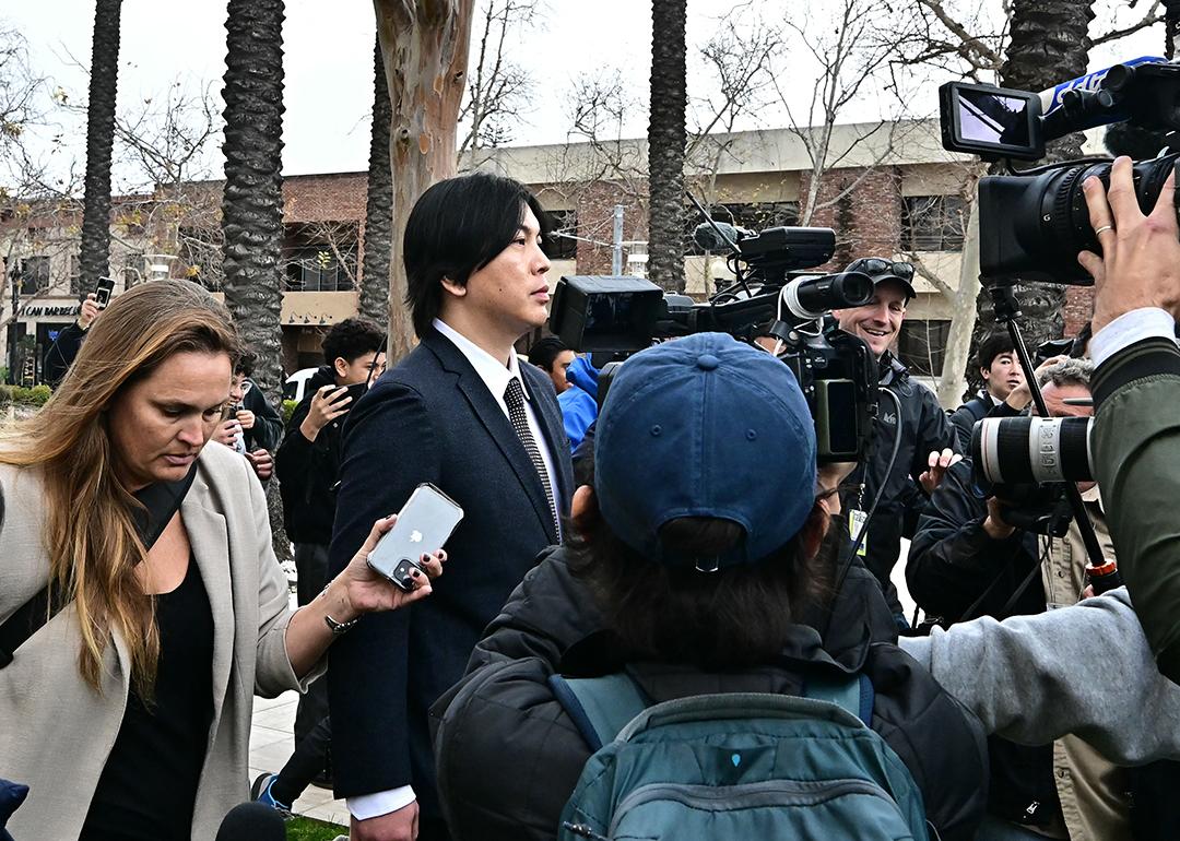 Japanese interpreter, Ippei Mizuhara, leaves the Ronald Reagan Federal Building and Courthouse in Santa Ana, California, on February 6, 2025.