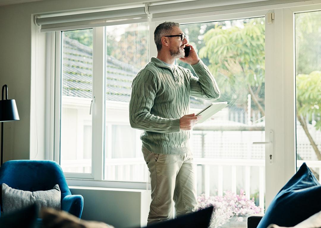 Man working from home engaged on a call.