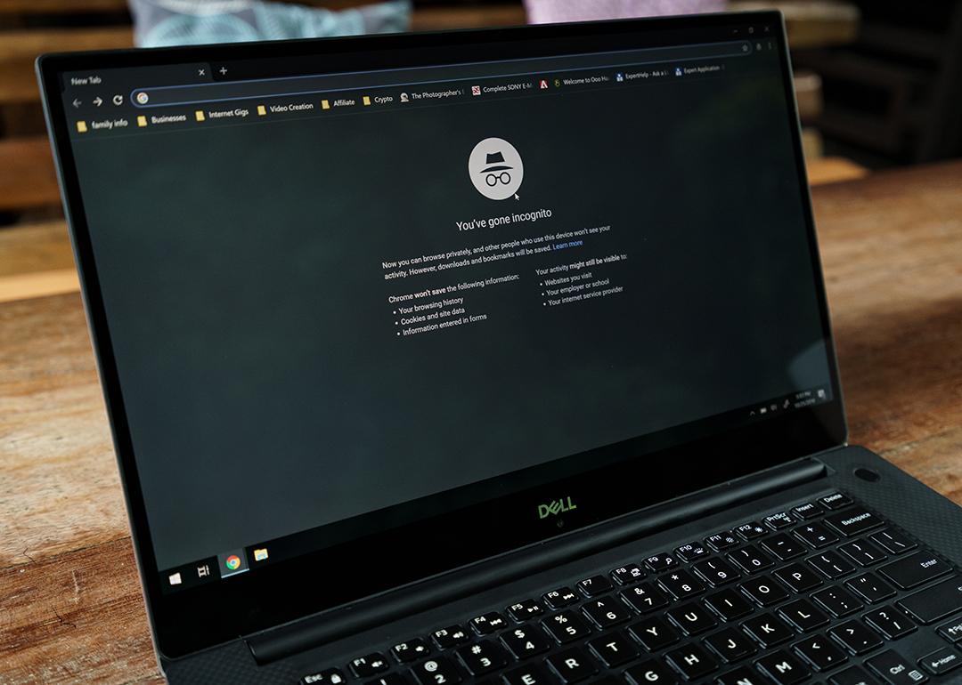 An incognito window of a browser opened on a laptop.