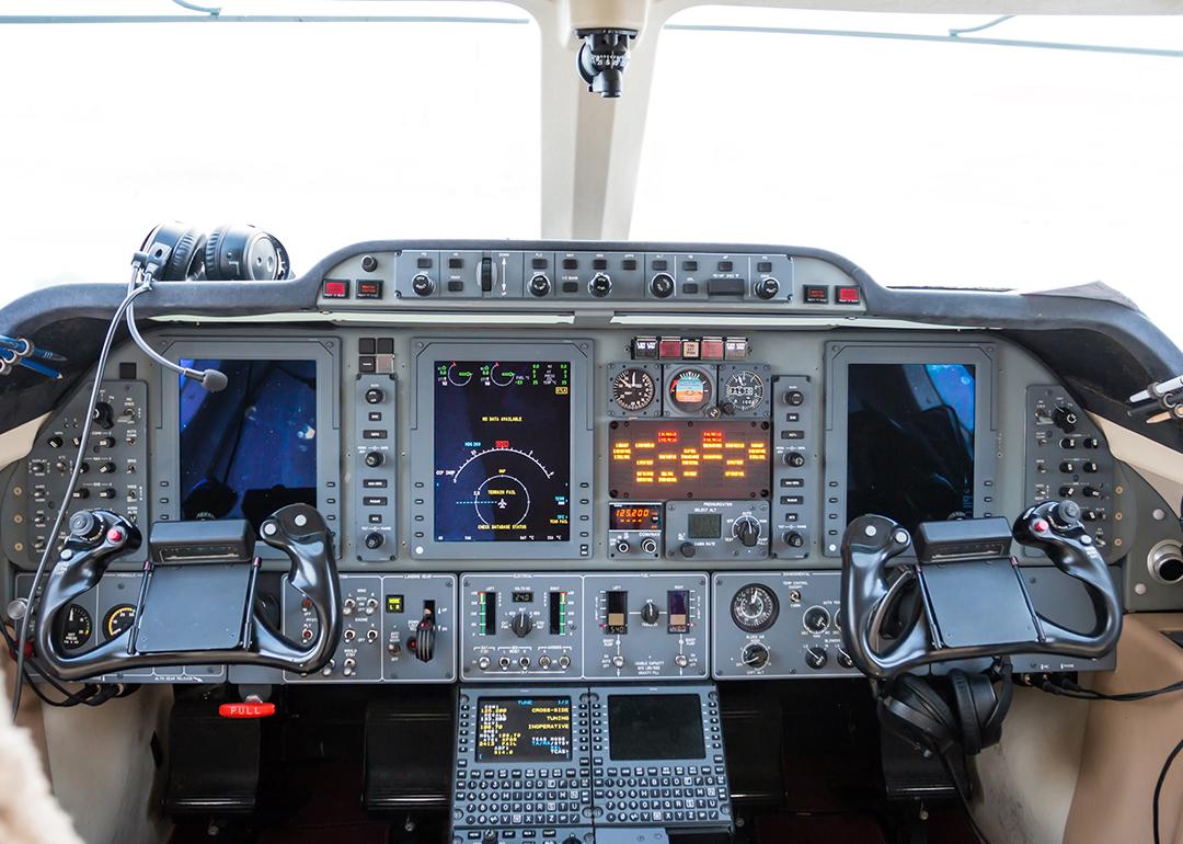A look at an aircraft cockpit.