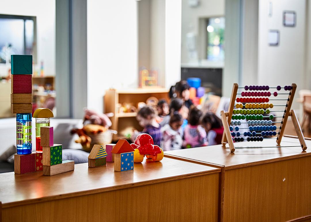 Toys and educational equipment in a childcare center.