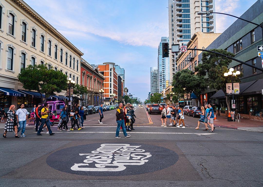 The Gaslamp Quarter neighborhood in San Diego, California.