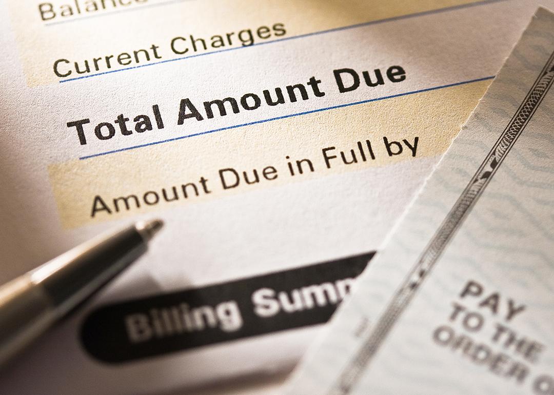 Close up on the total amount due of a bill.