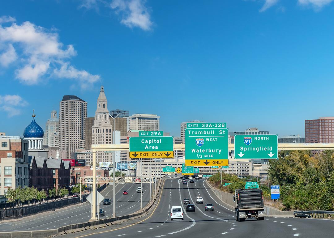 Interstate I-91 in Hartford, Connecticut.