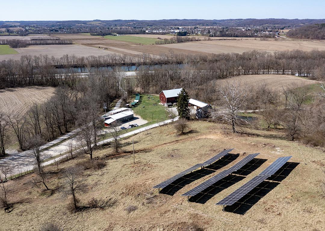 Solar panels at the Wooly Pig Farm Brewery in Fresno, Ohio.