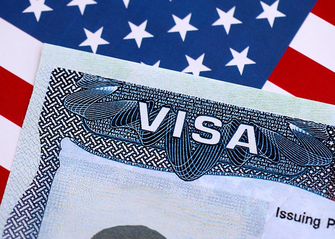 The border of a US visa vignette.