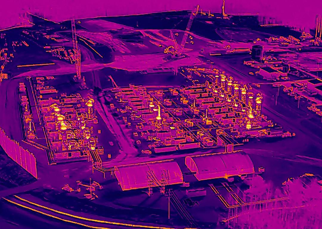 Thermal drone imagery showing more than a dozen unpermitted turbines operating at xAI's gas plant in Southaven, Mississippi.