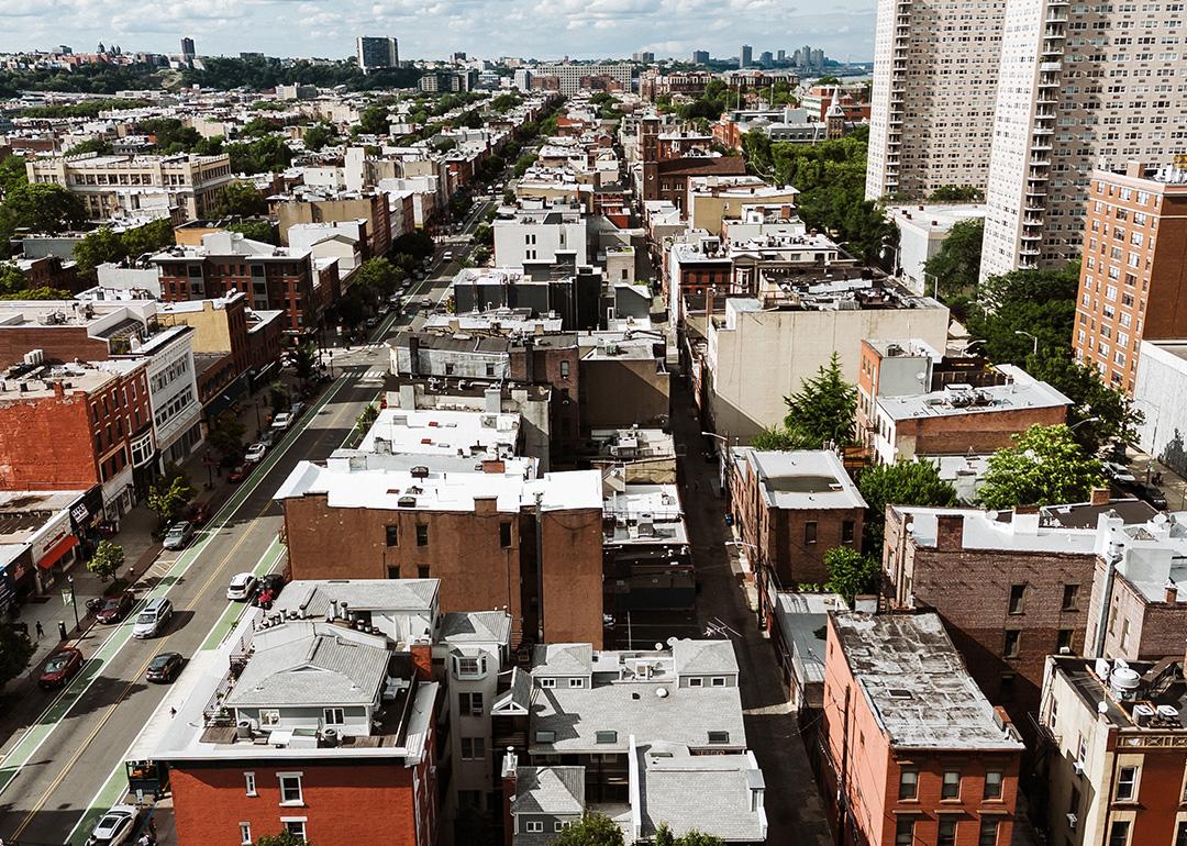 Aerial view of Hoboken, New Jersey.
