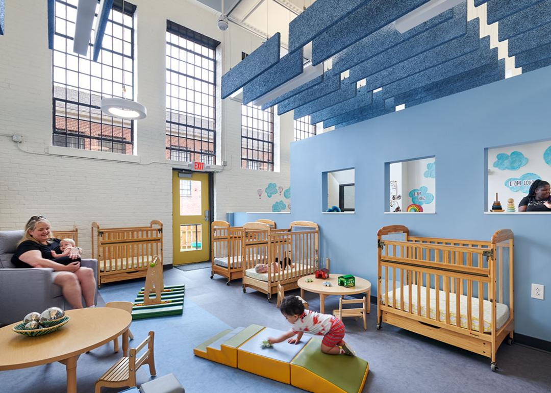 Interior of a preschool room in Brynmor Early Education & Preschool, formerly a maximum-security prison in Lorton, Virginia.