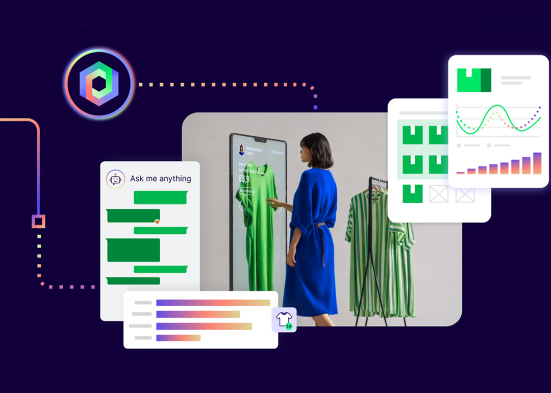 A person looking at a large monitor showing e-commerce data and graphs.