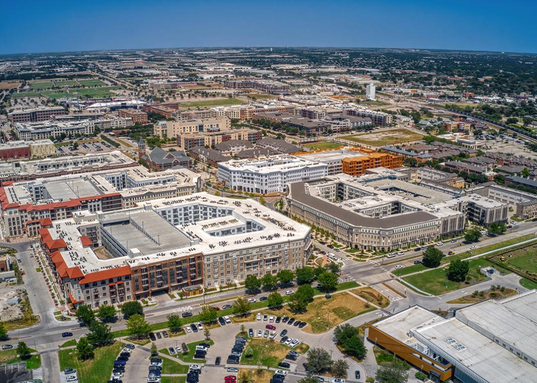 Aerial view of Frisco, Texas in the summer.