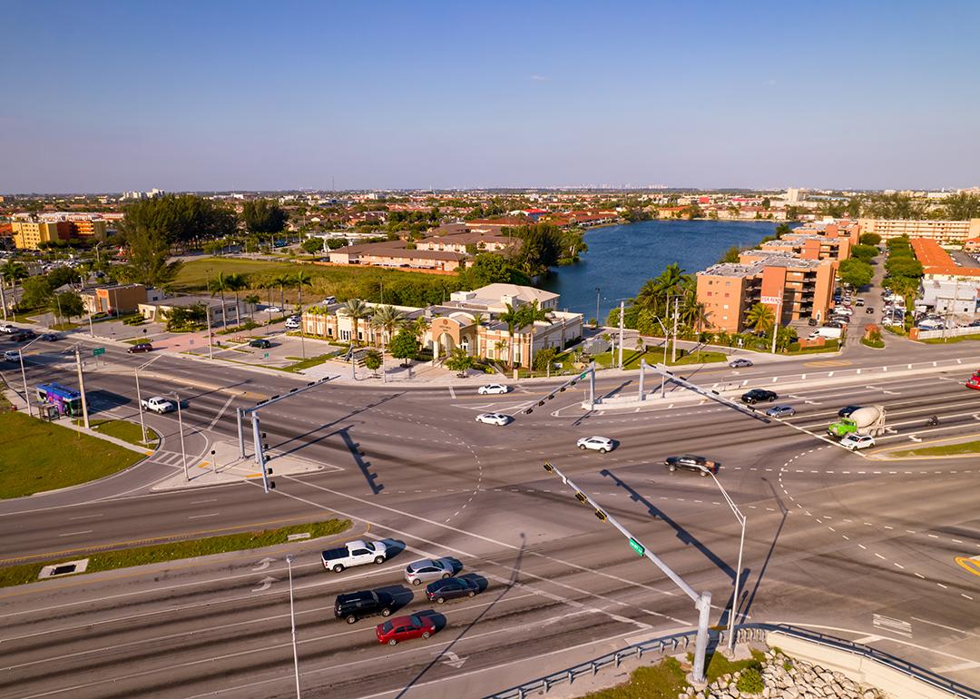 Aerial photo of the area around Hialeah Gardens City Hall in Miami, Florida.