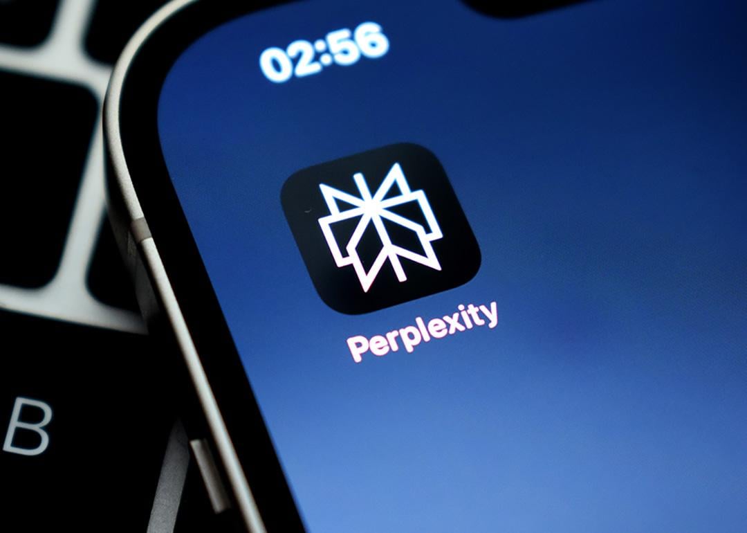 Perplexity app icon on a smartphone.