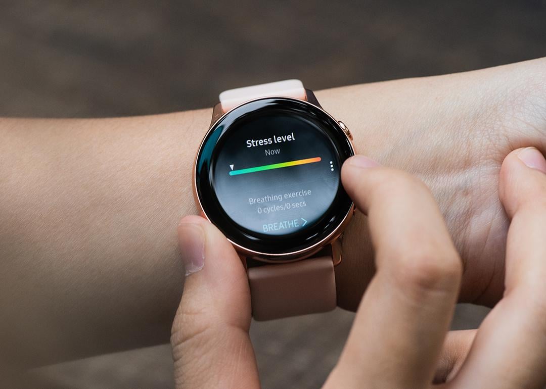 Fitness watch measuring stress level.