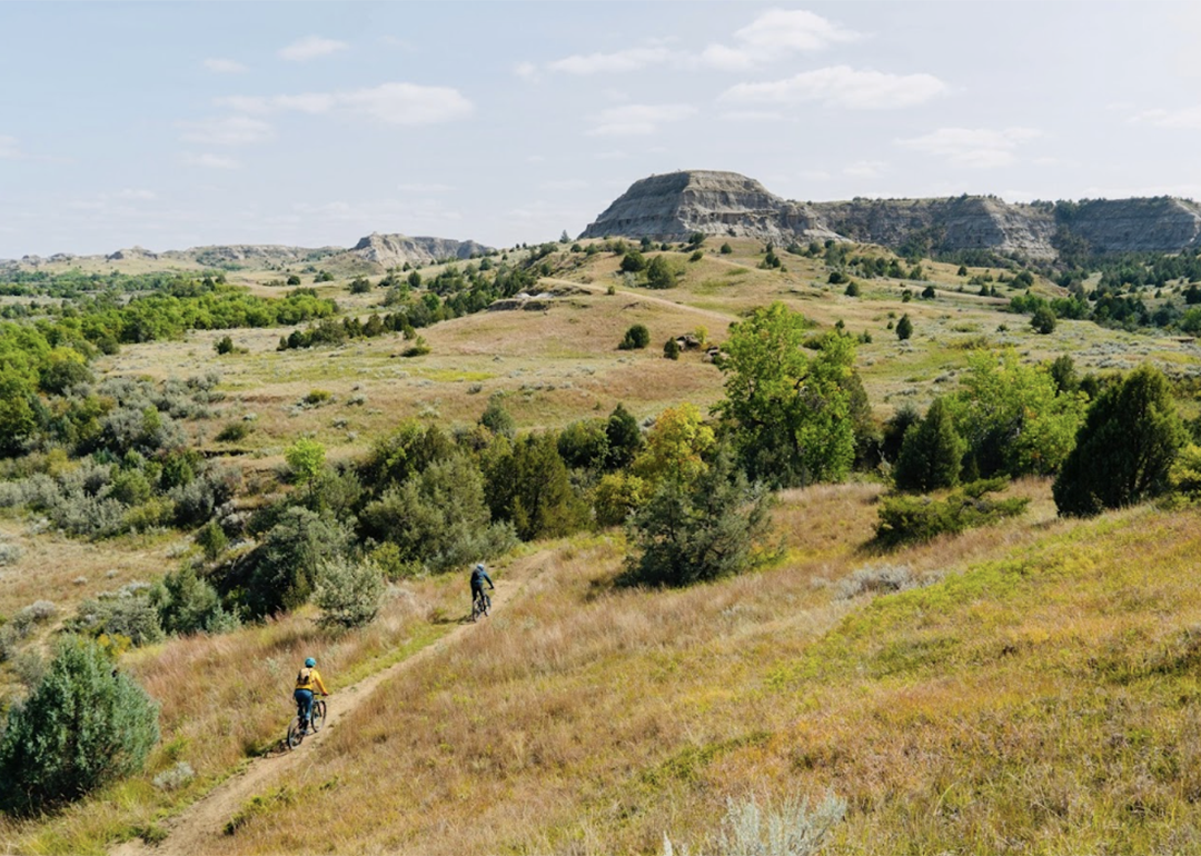 Cyclists on North Dakota's Maah Daah Hey Trail.