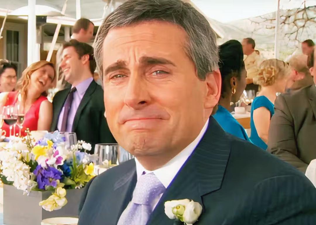 Michael tearing up during the finale of The Office