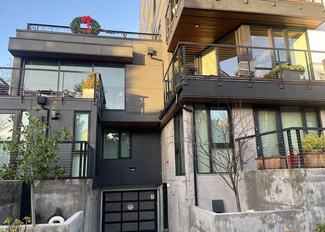 A multilevel residential house featuring modern architecture.