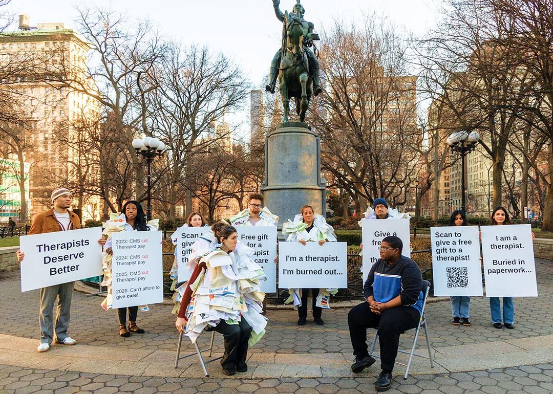 Therapists gathered to seek help with burnout.