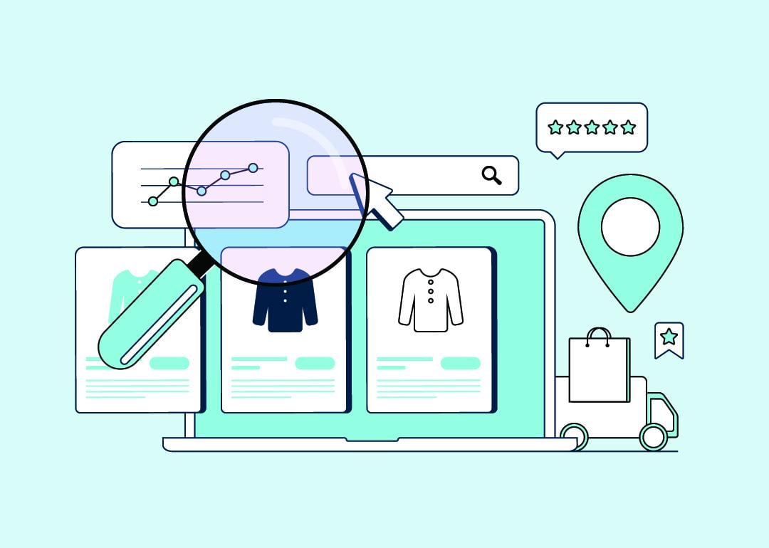 A vector illustration of a digital marketplace and e-commerce. 