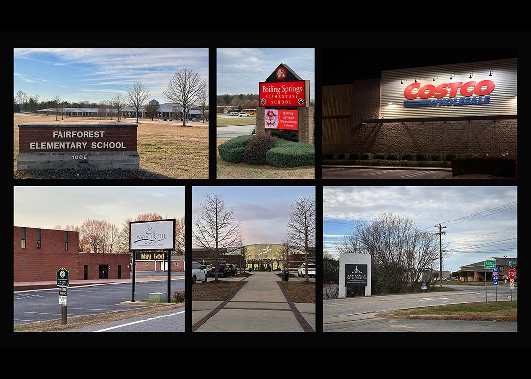 The South Carolina measles outbreak grew from exposures in places like schools, churches and stores like the ones pictured here: Fairforest Elemtary School, Boiling Springs Elementary School, Costco, Way of Truth Church, Tabernacle of Salvation Church.