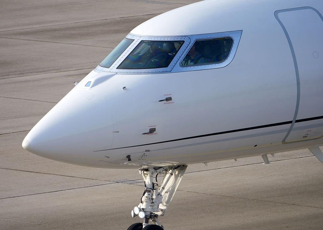 Elon Musk's Gulfstream private jet at the Swiss Zürich Airport in Switzerland.