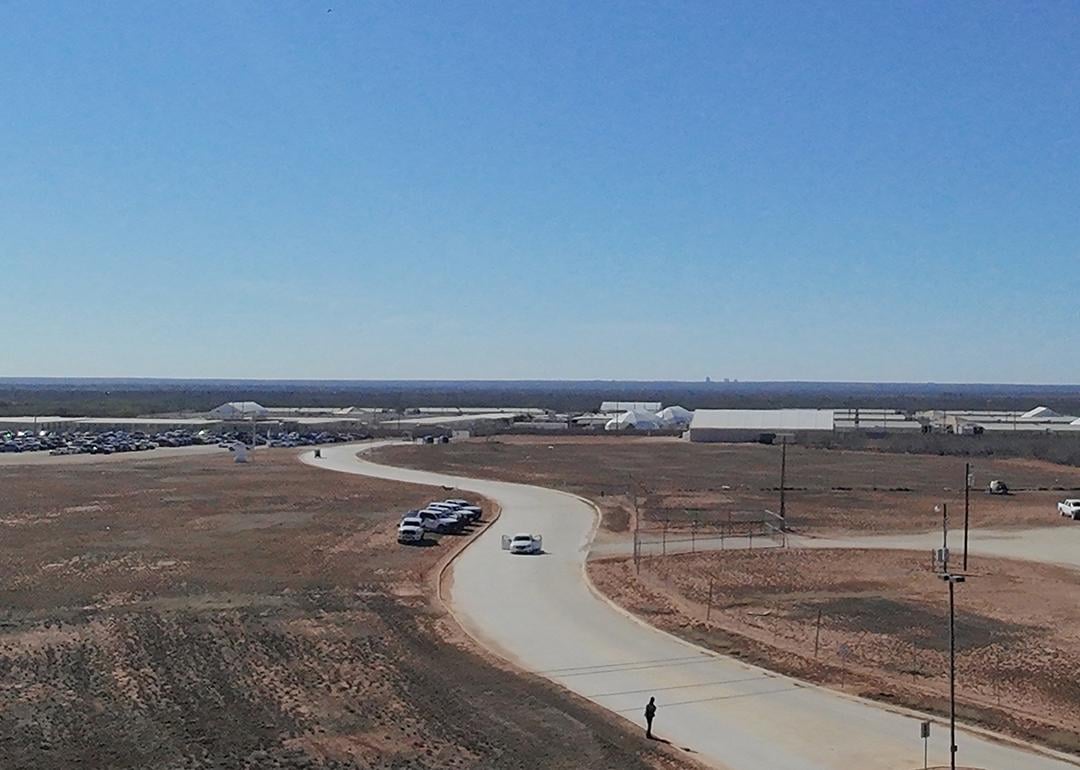 Aerial view of South Texas Family Residential Center in Dilley, Texas.