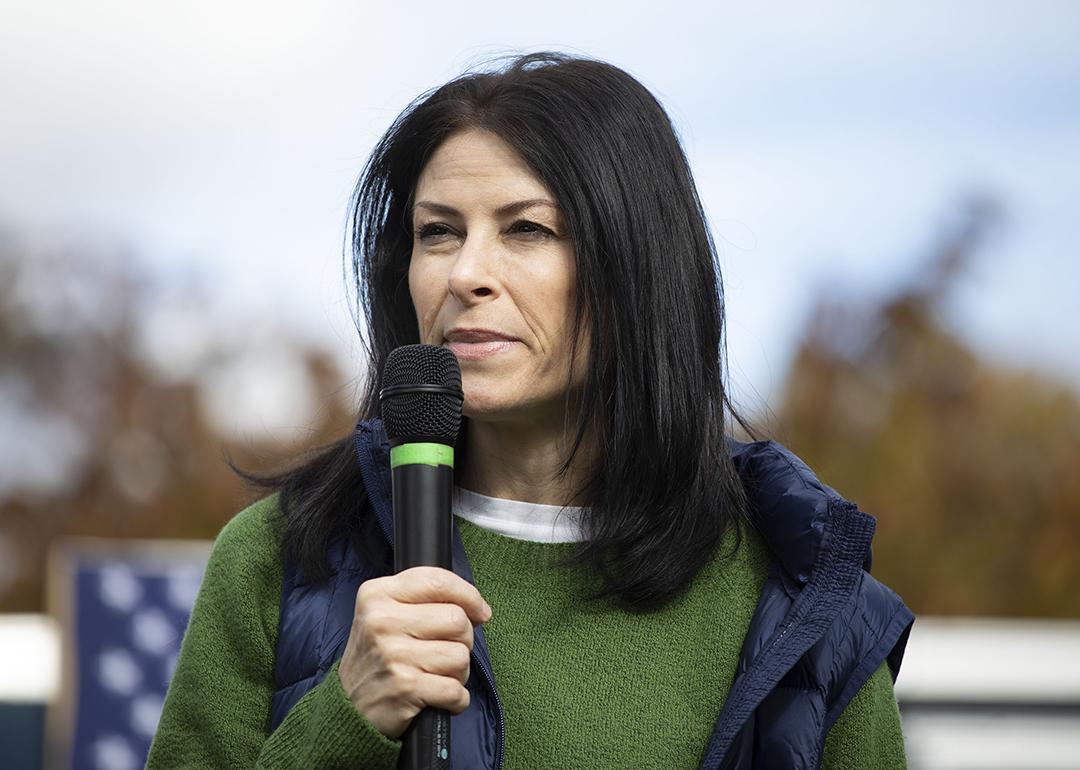 U.S. Michigan Attorney General Dana Nessel speaks at a campaign rally in Michigan State University.