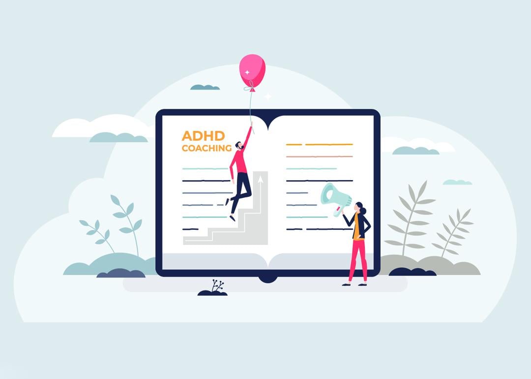 Vector illustration of ADHD coaching concepts.