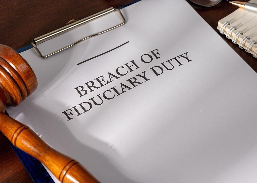 A breach of fiduciary duty report submitted for violation.