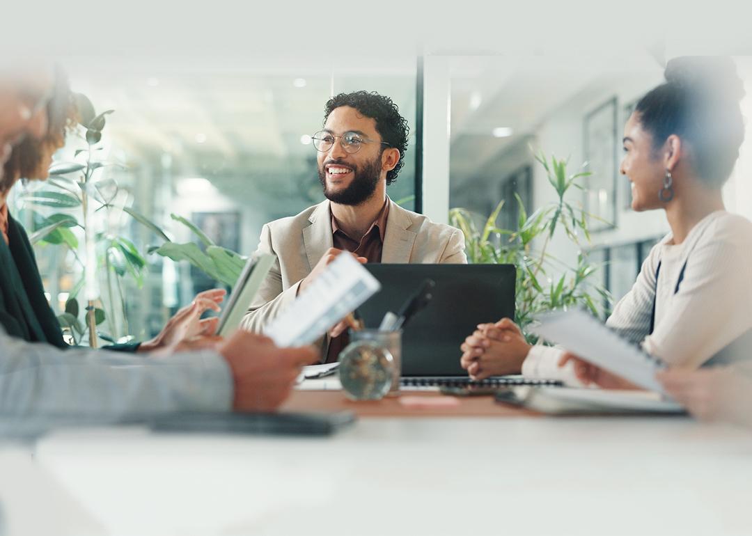 Businessman leading a team meeting.