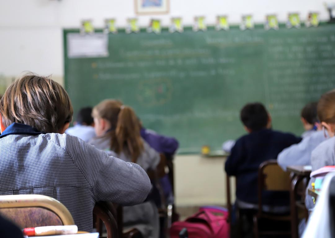Primary school students during a class at school. 